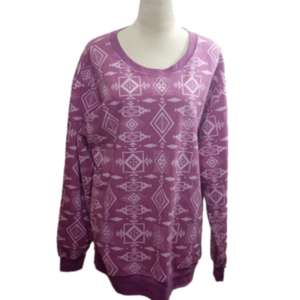 Mighty Fine Aztec Print Mauve Long Sleeve Sweater Shirt Size 2X